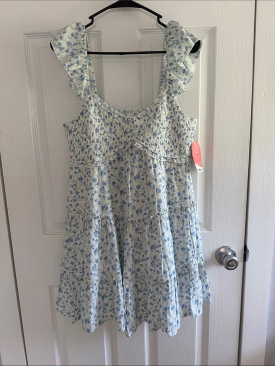 ARULA Dresses & Skirts - ARULA Light Blue Floral Ruffle Tiered Dress